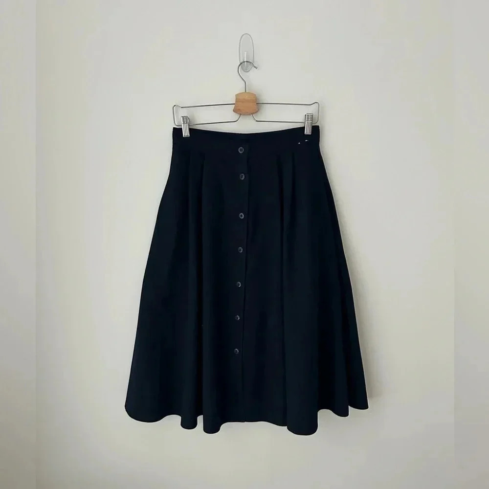 Navy M&S Button-Down Skirt